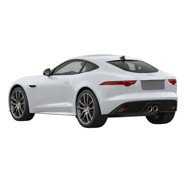 silver 2014 Jaguar F-Type rear three-quarter (facing left) view