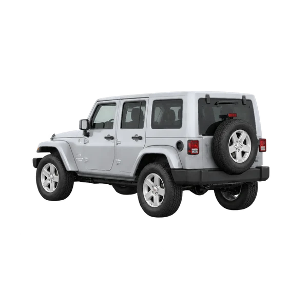 silver 2011 Jeep Wrangler Unlimited 2.8CRD L4 rear three-quarter (facing left) view