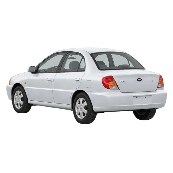 silver 2000 Kia Rio rear three-quarter (facing left) view