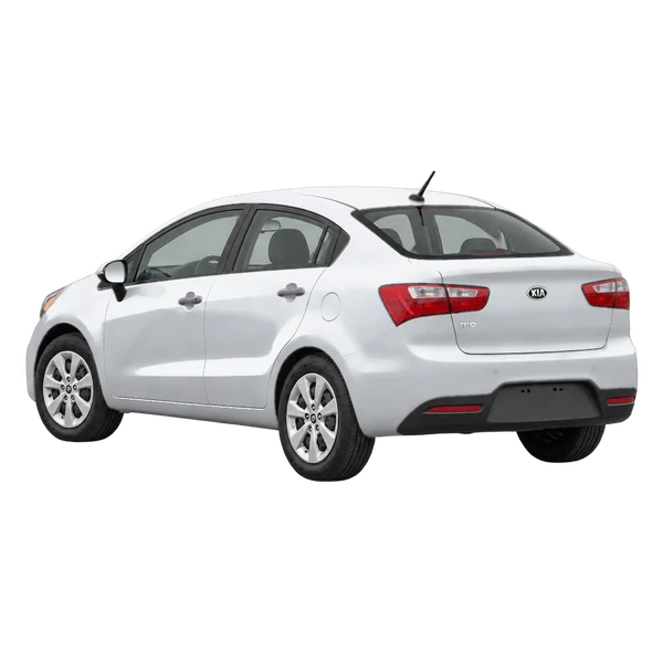 silver 2012 Kia Rio rear three-quarter (facing left) view