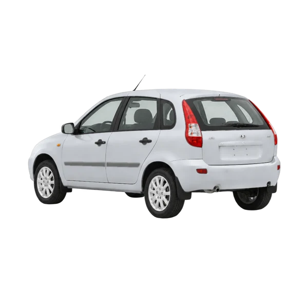 silver 2012 Lada 1119 rear three-quarter (facing left) view