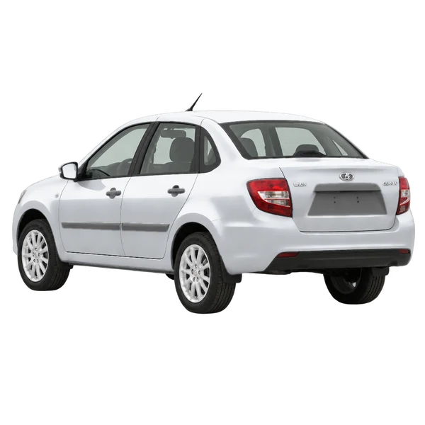 silver 2018 Lada Granta rear three-quarter (facing left) view