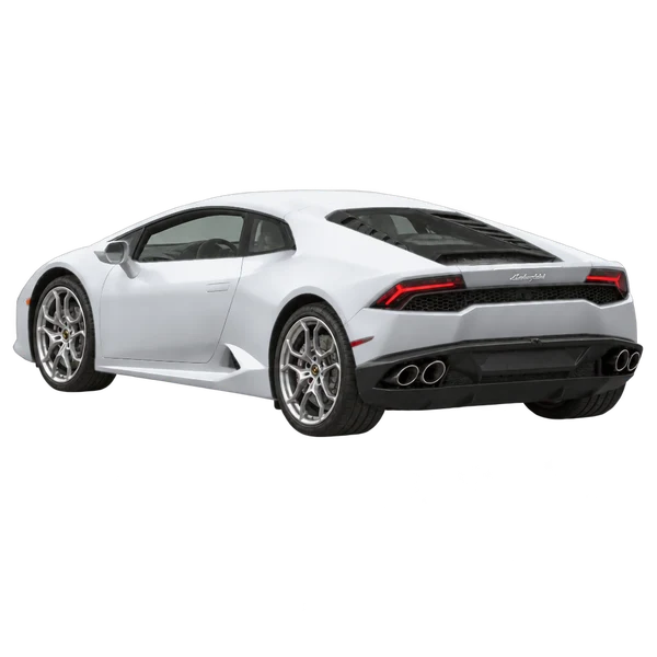 silver 2022 Lamborghini Huracan rear three-quarter (facing left) view