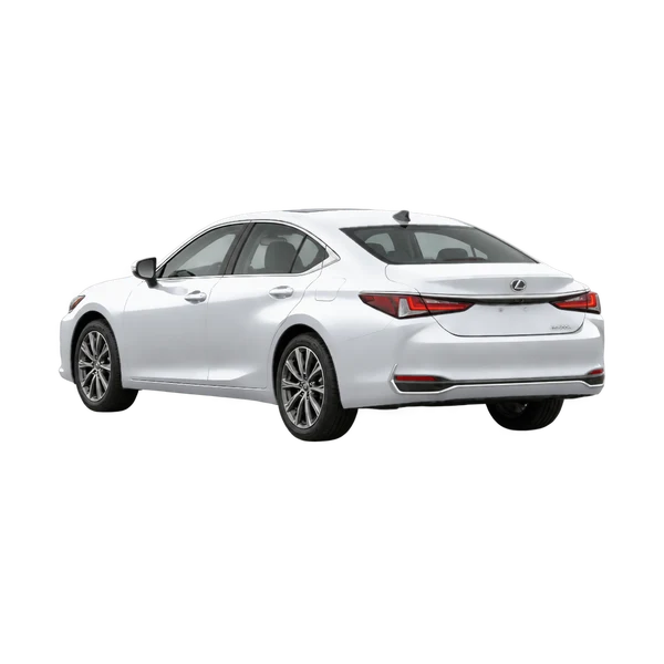 silver 2026 Lexus ES300H rear three-quarter (facing left) view