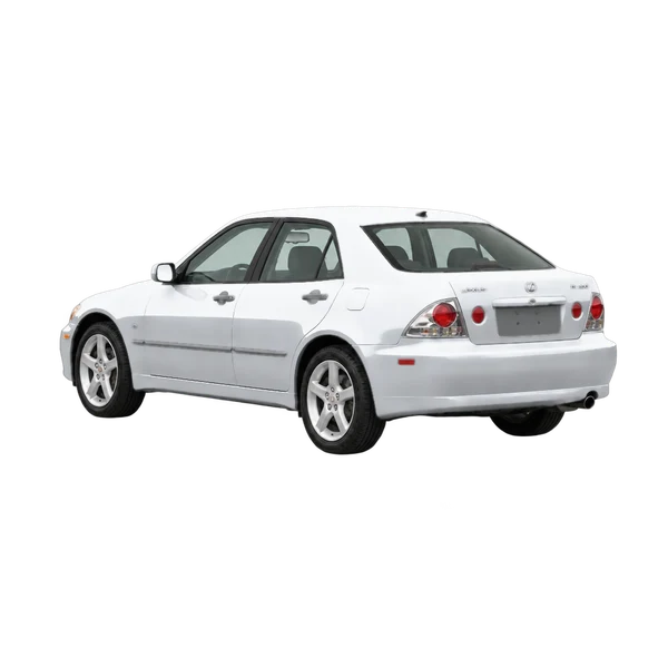 silver 2001 Lexus IS300 rear three-quarter (facing left) view