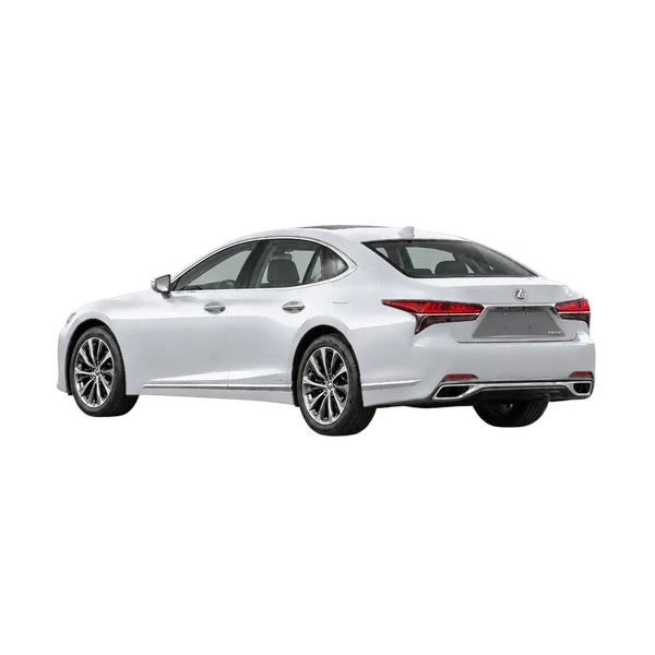 silver 2021 Lexus LS rear three-quarter (facing left) view