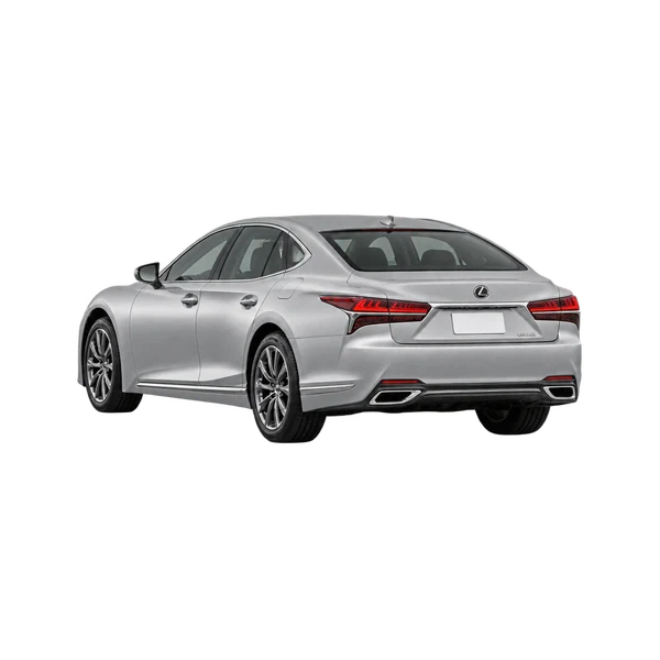 silver 2022 Lexus LS 500 rear three-quarter (facing left) view