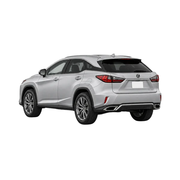 silver 2023 Lexus RX 350 rear three-quarter (facing left) view