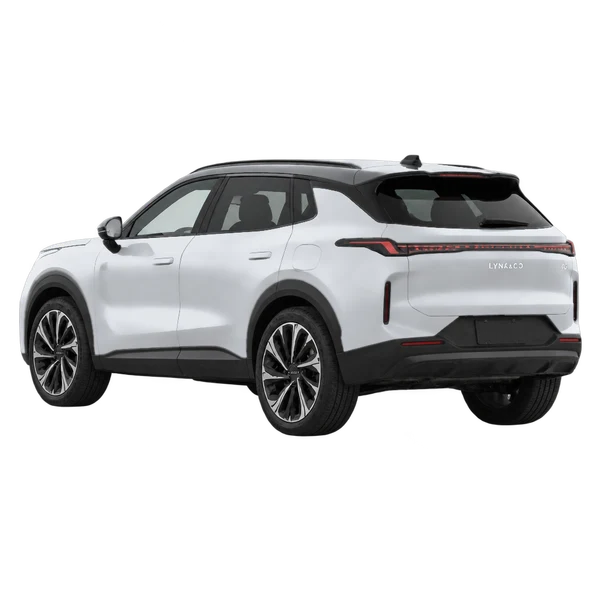 silver 2026 Lynk&CO Lynk CO 08 rear three-quarter (facing left) view