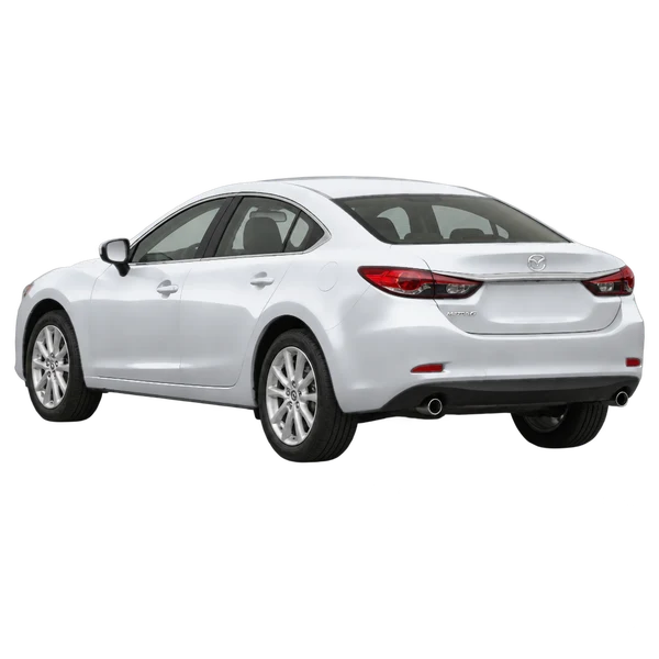 silver 2015 Mazda 6 rear three-quarter (facing left) view