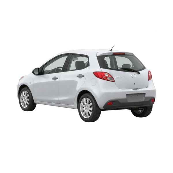 silver 2014 Mazda Mazda2 rear three-quarter (facing left) view