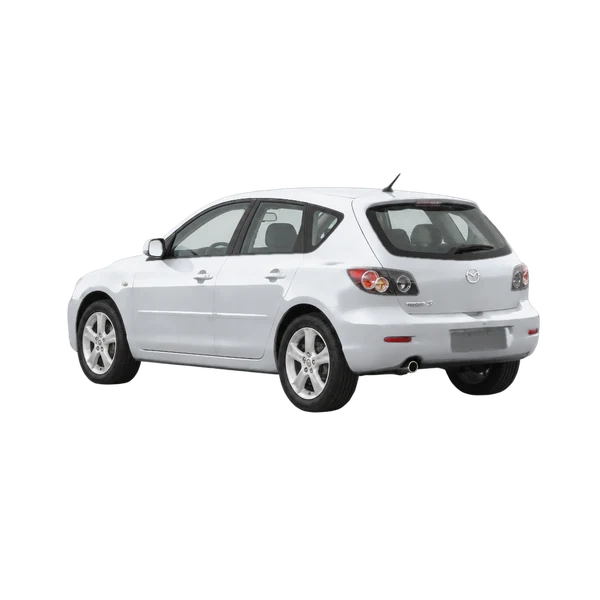 silver 2005 Mazda Mazda3 rear three-quarter (facing left) view
