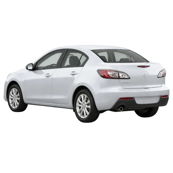 silver 2013 Mazda Mazda3 rear three-quarter (facing left) view