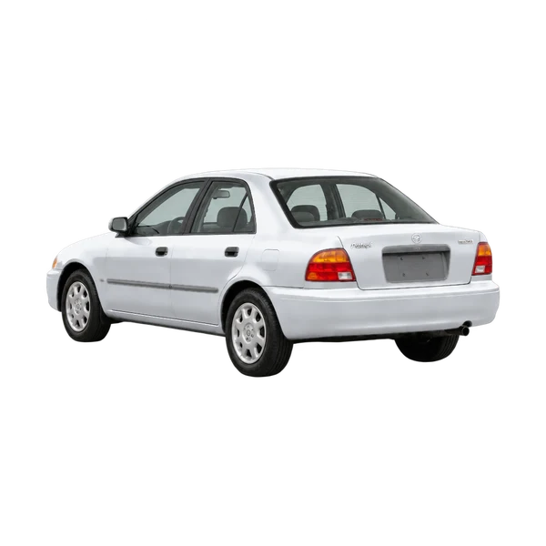 silver 1997 Mazda Protege rear three-quarter (facing left) view