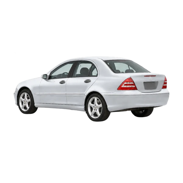 silver 2003 Mercedes-Benz C-Class rear three-quarter (facing left) view