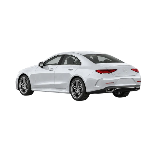 silver 2020 Mercedes-Benz CLS rear three-quarter (facing left) view