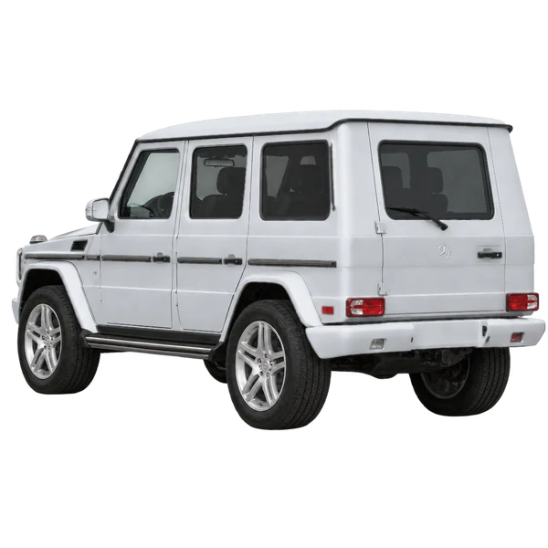 silver 2018 Mercedes-Benz G-Class rear three-quarter (facing left) view