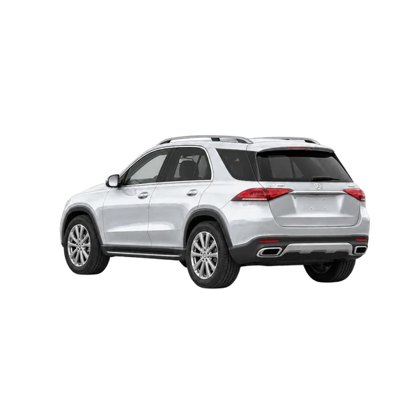silver 2027 Mercedes-Benz GLE-Class rear three-quarter (facing left) view