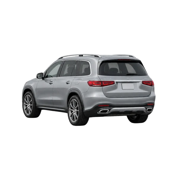 silver 2023 Mercedes-Benz GLS rear three-quarter view