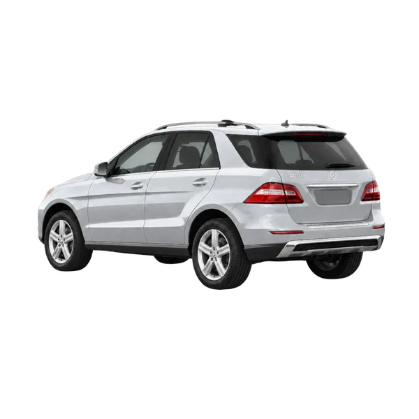 silver 2015 Mercedes-Benz M-Class rear three-quarter (facing left) view