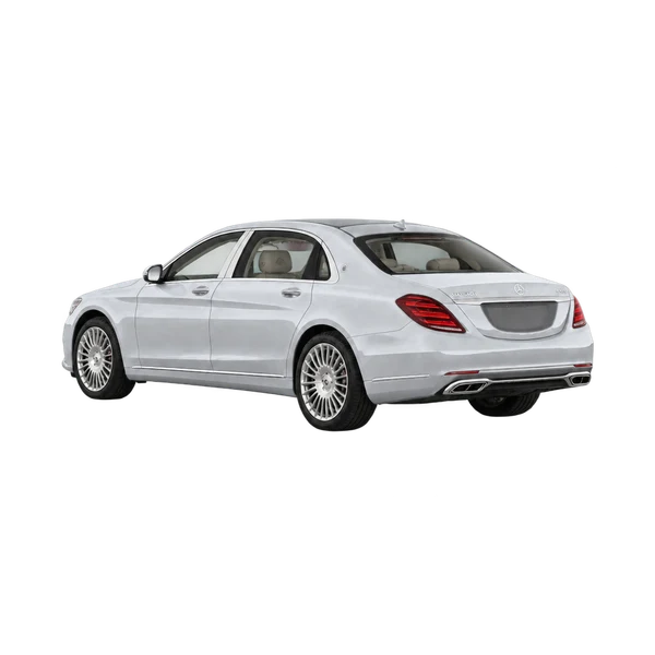 silver 2020 Mercedes-Benz Maybach S-Class rear three-quarter (facing left) view