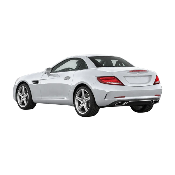 silver 2020 Mercedes-Benz SLC rear three-quarter (facing left) view