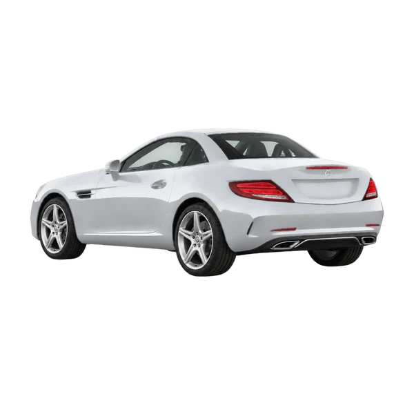 silver 2018 Mercedes-Benz SLC-Class rear three-quarter (facing left) view