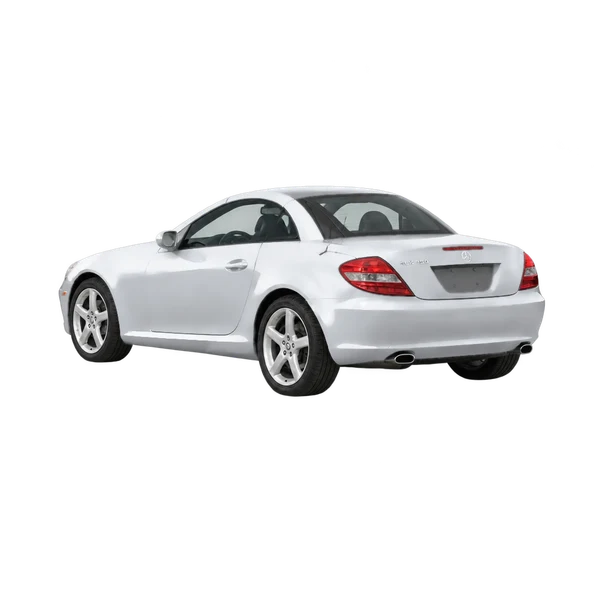 silver 2007 Mercedes-Benz SLK rear three-quarter (facing left) view