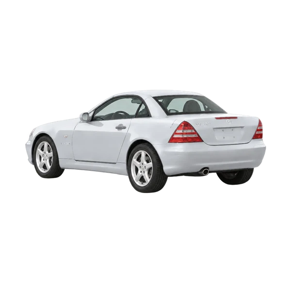 silver 2001 Mercedes-Benz SLK-Class rear three-quarter (facing left) view