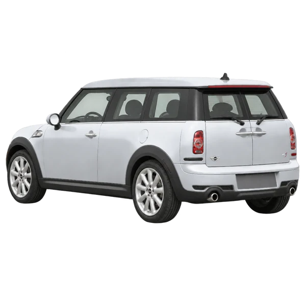silver 2010 MINI Cooper S Clubman rear three-quarter (facing left) view