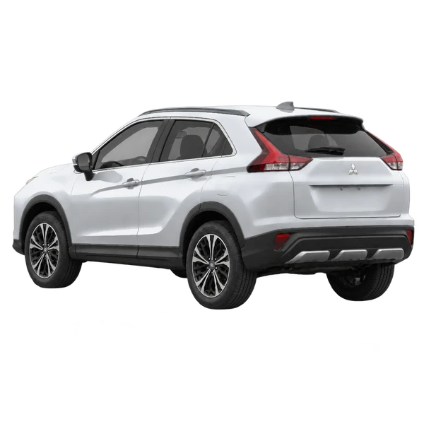 silver 2025 Mitsubishi Eclipse Cross rear three-quarter (facing left) view