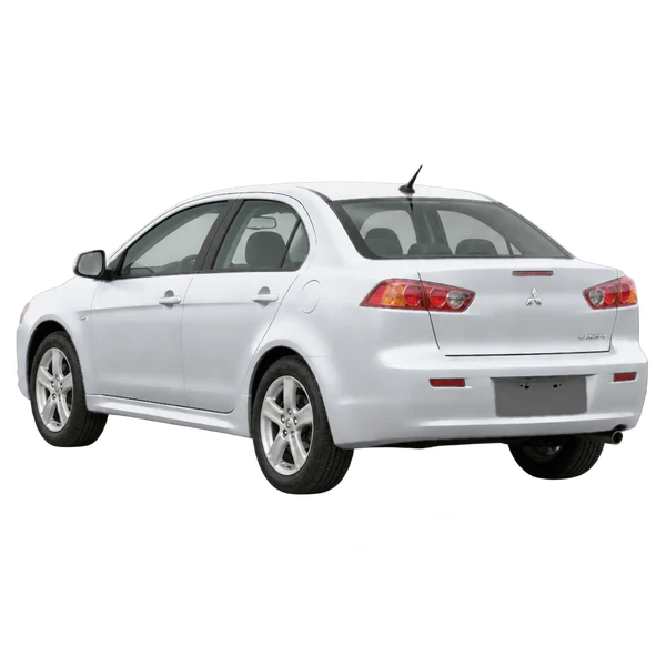 silver 2010 Mitsubishi Lancer rear three-quarter (facing left) view