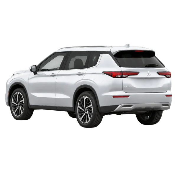 silver 2026 Mitsubishi Outlander rear three-quarter (facing left) view