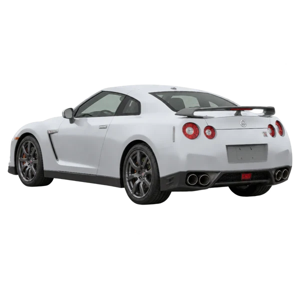 silver 2022 Nissan GT-R rear three-quarter (facing left) view
