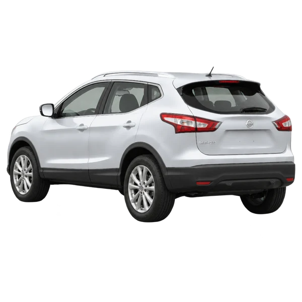 silver 2019 Nissan Qashqai rear three-quarter (facing left) view