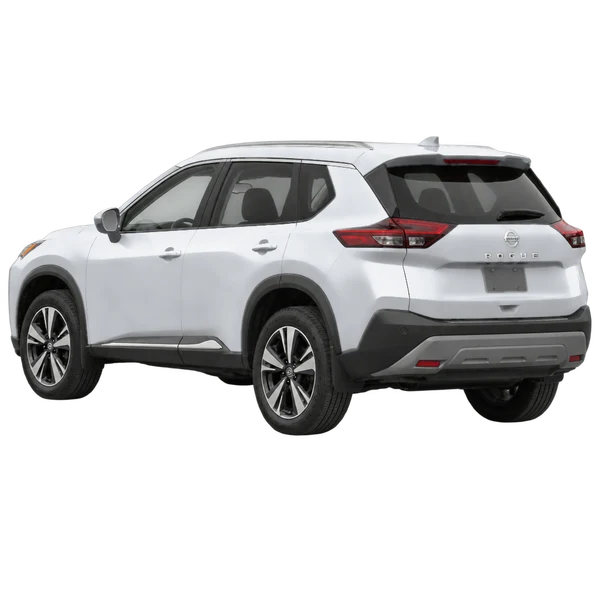 silver 2022 Nissan Rogue rear three-quarter (facing left) view