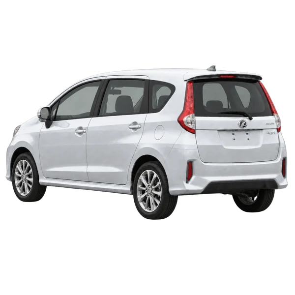 silver 2020 Perodua Alza rear three-quarter (facing left) view
