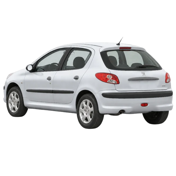 silver 2010 Peugeot 206 rear three-quarter (facing left) view