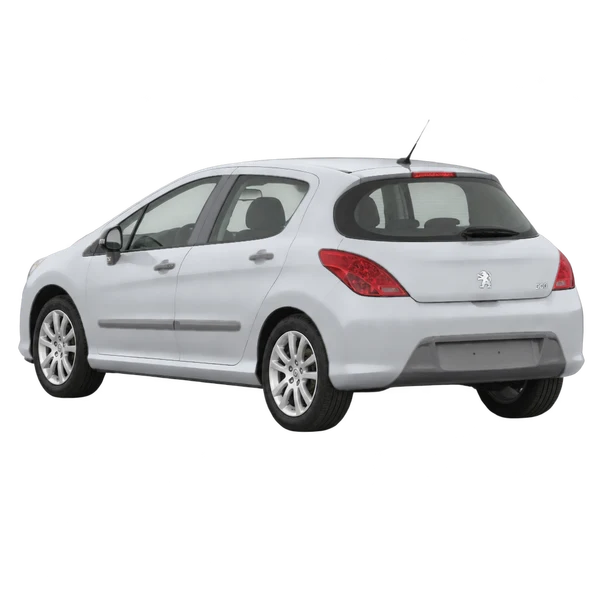 silver 2012 Peugeot 308 rear three-quarter (facing left) view