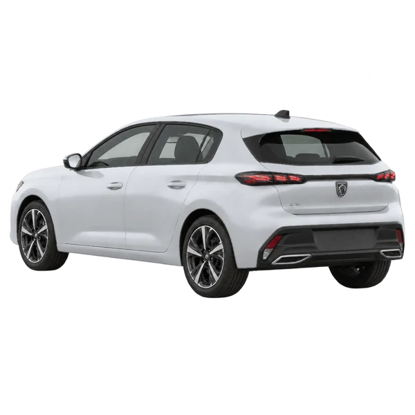 silver 2025 Peugeot 308 rear three-quarter (facing left) view