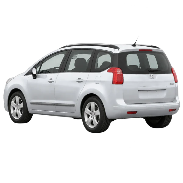 silver 2011 Peugeot 5008 rear three-quarter (facing left) view