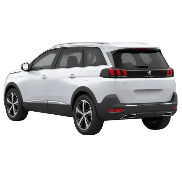 silver 2017 Peugeot 5008 rear three-quarter (facing left) view