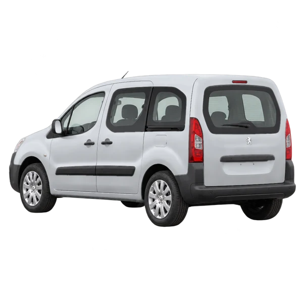 silver 2014 Peugeot Partner rear three-quarter (facing left) view