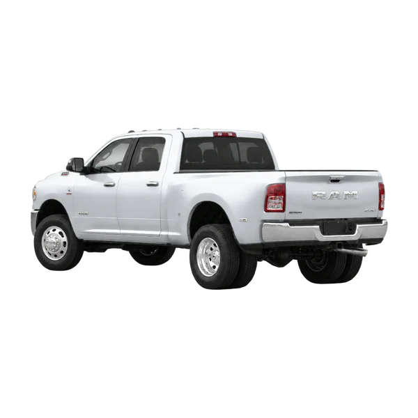 silver 2026 Ram 3500 rear three-quarter (facing left) view
