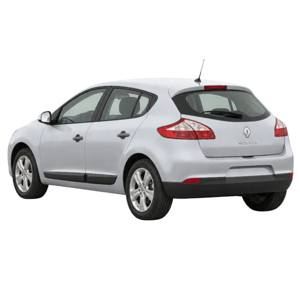 silver 2011 Renault Megane rear three-quarter (facing left) view