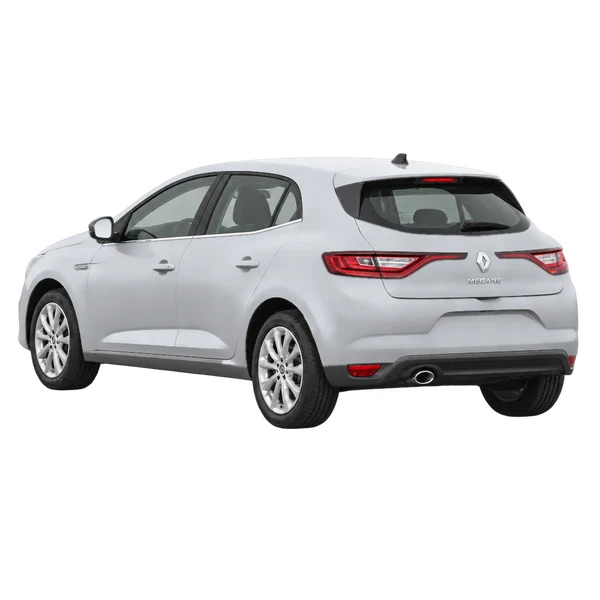 silver 2017 Renault Megane rear three-quarter (facing left) view