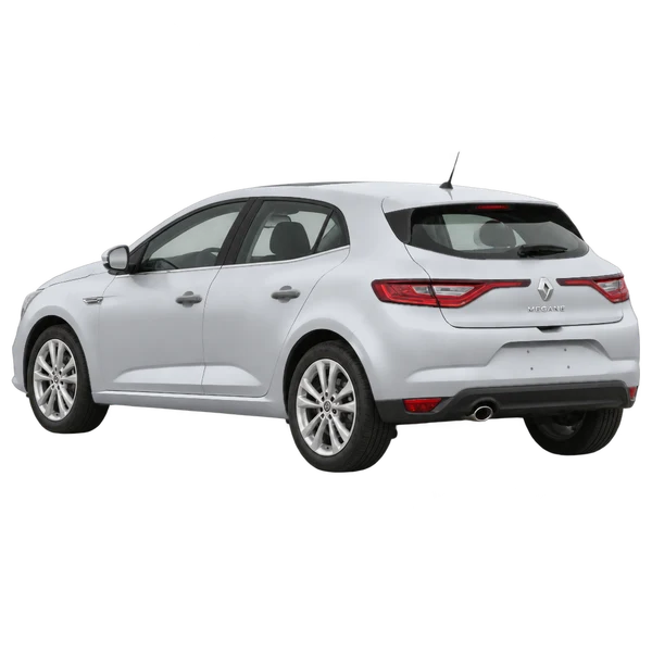 silver 2019 Renault Megane rear three-quarter (facing left) view