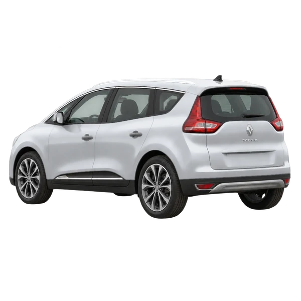 silver 2018 Renault Scenic rear three-quarter (facing left) view