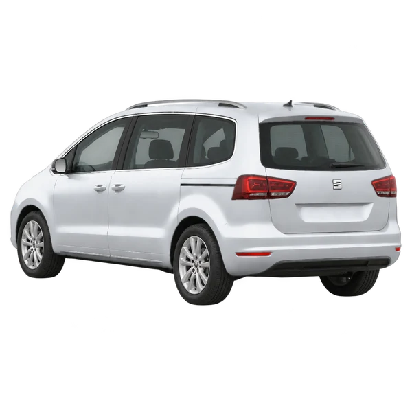 silver 2019 SEAT Alhambra rear three-quarter (facing left) view