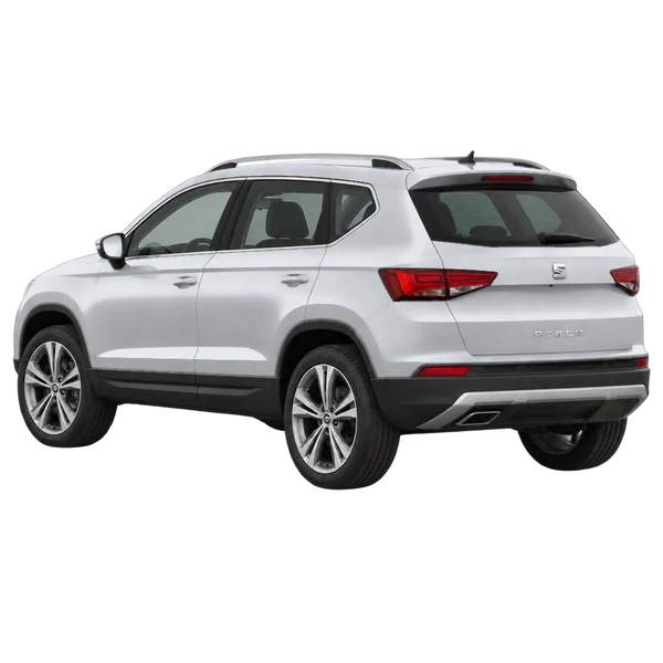 silver 2019 SEAT Ateca rear three-quarter (facing left) view